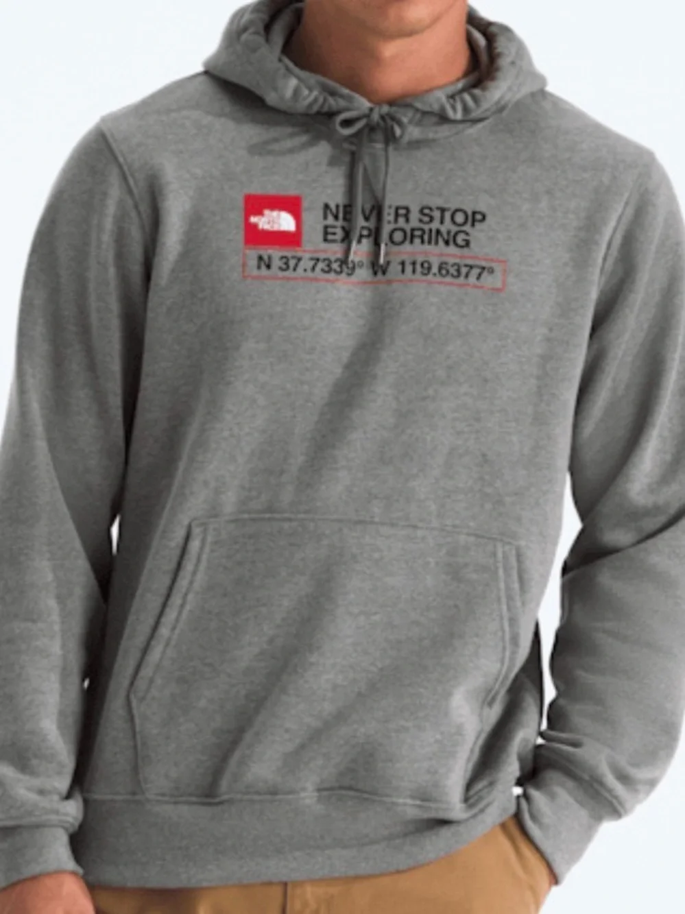 The North Face Grey Never Stop Exploring GPS Box Logo Hoodie Size M. NWT